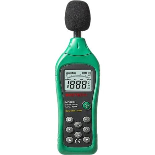 MASTECH MS6708 Handheld Industrial Digital Sound Level Meter Decibel Tester 30~130dB Analog Bar Display Back Light
