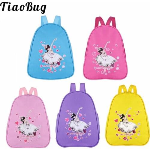 TiaoBug Fashion Kids Lovely Ballet Dance Bags Girls Students School Backpack Floral Cartoon Ballerina Gym Ballet Shoulder Bag