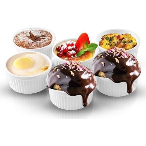Set of 8 PCS 4 oz Round Porcelain Oven Safe Ramekin Dessert Souffle Baking Dish 3.5 inch WHITE