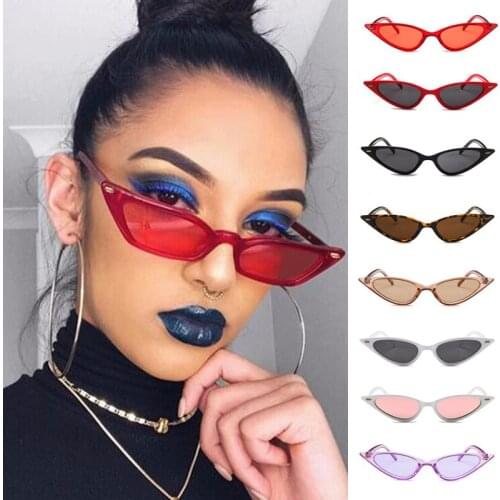 Cateye Eyewear Women Brand Designer Small Triangle Vintage Sun Glasses Retro Sexy Cat Eye Sunglasses Purple Black RedSunglasses
