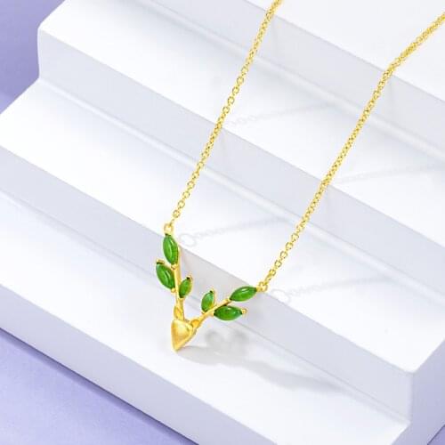 24K Gold Pendant Necklaces for Women All the Way There is your Antlers Necklace for Engagement Wedding Chain Fine Jewelry Gifts