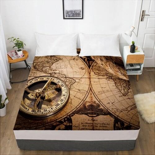 Luxury Elastic fitted sheet bed sheet With An Elastic Band Mattress Cover 150x200/160x200 Bed cover for home Map Ball