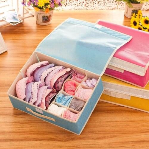50pcs Folding 9 Grid 16 Grid Storage Box For Bra Underwear Socks Non-Woven Fabric Household Organizer Tool ZA4864