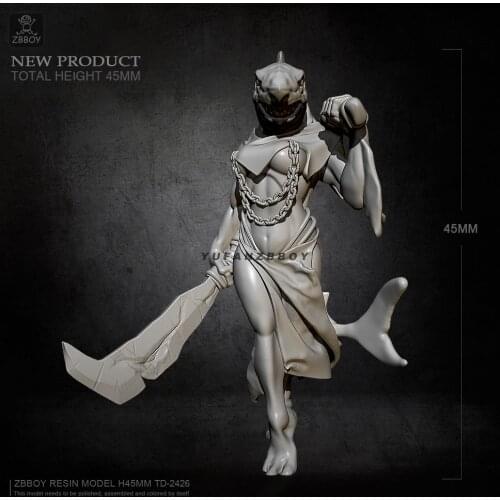 45MM Resin model kits Female Shark self-assembled TD-2426