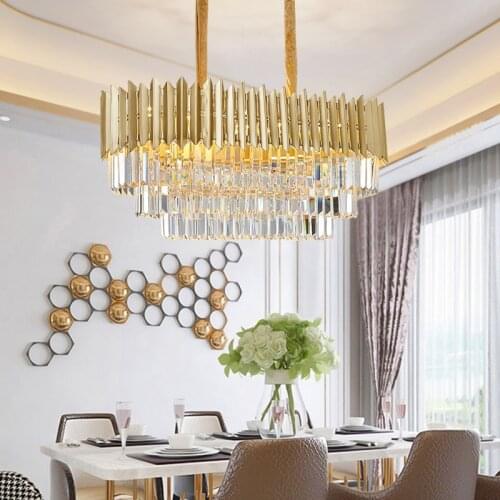 Modern Crystal Gold Chandelier Lighting for Dining Living Foyer room luxuryDecor Chandeliers Kitchen Indoor Light Fixtures