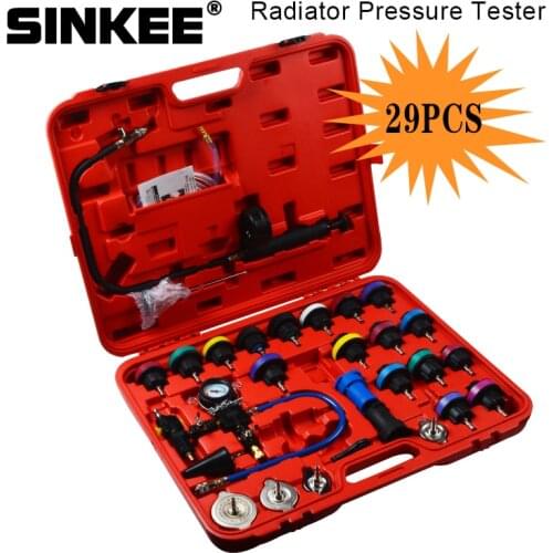 29Pcs Universal Radiator Pressure Tester Vacuum Type Cooling System Test Detector Set Tester Refroidissement SK1305