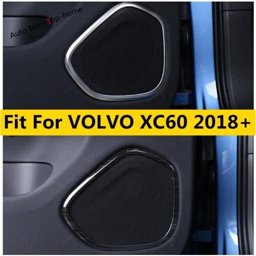 Yimaautotrims Stainless Steel Interior Fit For VOLVO XC60 2018 - 2021 Door Stereo Speaker Sound Audio Loudspeaker Cover Trim