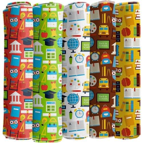 Back to School Printed Bubble Cloth Breathable Polyester Fabric DIY Clothing Bag Tablecloth Fabric 50*145CM