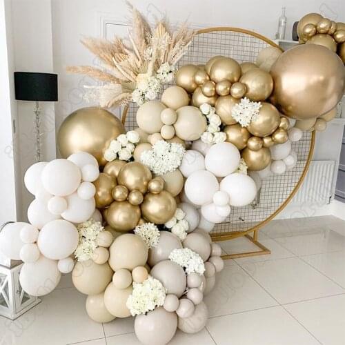 112pcs Double Latex Balloon Garland Wedding Birthday Party Apricot Balloon Arch Kit Swimming Event Decor Baby Shower Decoration