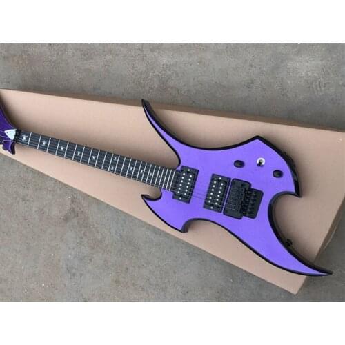 Factory custom unusual shape Purple body Electric Guitar with Rosewood Fretboard,Black Hardware,Provide customized services