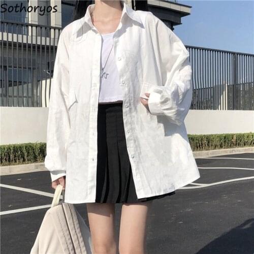 Shirts Women Long Sleeve Simple Cute Casual All-match Comfortable Simple Korean Style Daily Office Lady Autumn Streetwear Chic