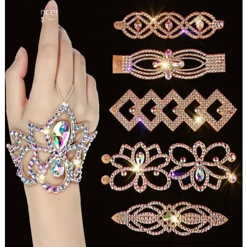 Rhinestone Bracelet Soft Stretch Sparking Belly Dance Costume Accessory For Women Shine Jewelry Stage Show Wear Bling Bling