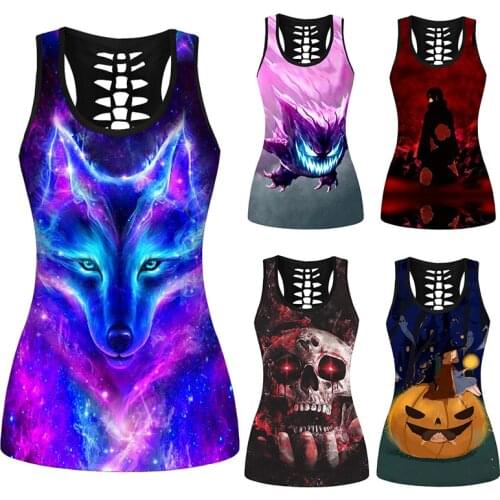 [You're My Secret] Women Harajuku Gothic Black Hollow Out Tank Top Halloween Vest Sexy Sleeveless Crop Tops