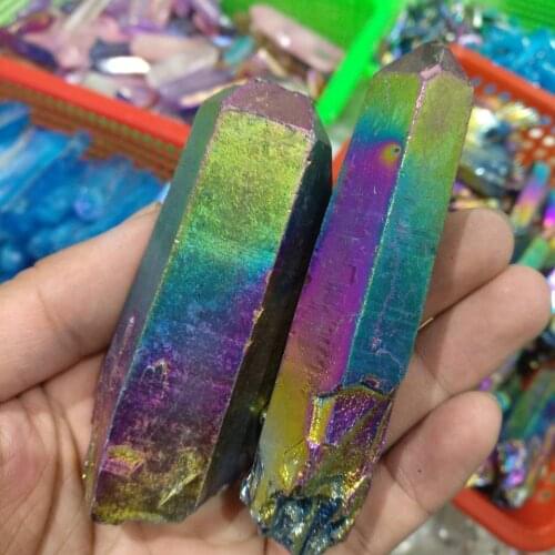 1pcs color RARE Rainbow FLAME AURA Quartz Crystal point coarse specimen
