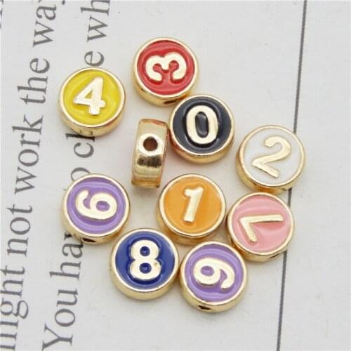 10PCS/Set Arabic numerals beads for jewelry making Enamel Charms Alloy Necklace Pendants Earrings Bracelet Beads Bangle Choker