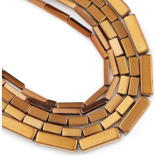 4/6/9MM Copper Plated Rectangle Cuboid Square Hematite Natural Stone Spacer Loose Beads For Jewelry Making Diy Bracelet Findings