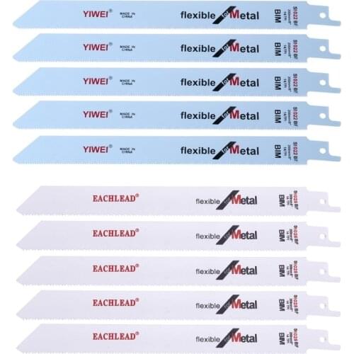 5 Pcs S1022BF BIM 202mm 8" Reciprocating Sabre Saw Blades Set Flexible For Metal