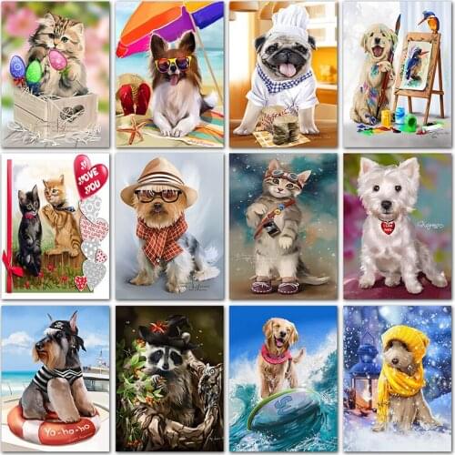 5D DIY Diamond Painting animals Cute dog cat home decor Cartoon Full Square&Round Diamond mosaic Diamand embroidery Cross stitch