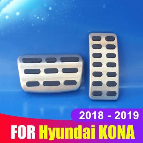 Aluminum alloy Car Styling Accelerator Gas Brake Pedal Non-slip Pad Cover AT For Hyundai KONA Encino Kauai 2018 2019 Accessories