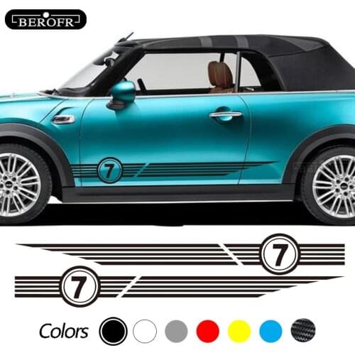Car Body Side Skirt Stripes Sticker Door For MINI Cooper S One R53 R55 R56 F56 F57 F60 Countryman Auto Vinyl Accessories 2PCS