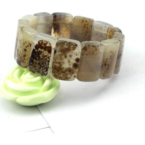 Natural gray leaf agate stone beads bracelet natural gemstone bracelet DIY jewelry bracelet for woman for gift wholesale