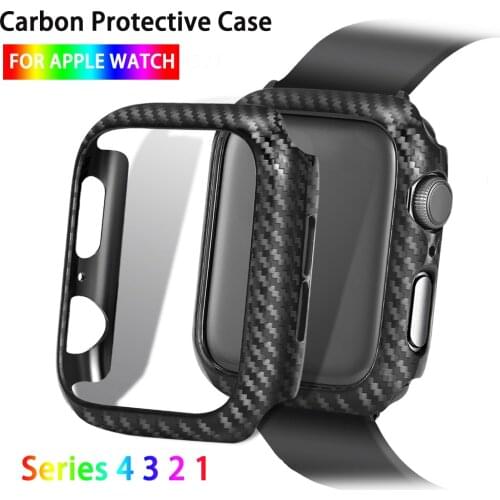 Watch Protector Cover For Apple Watch Case Series 4 3 2 1 38mm 42mm 44mm 40mm Carbon Fiber Watch Case Frame Bumper