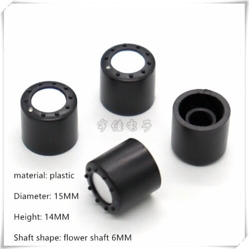 10 Piece 15×14MM black plastic knob coding switch potentiometer knob cap suitable for flower shaft 6MM