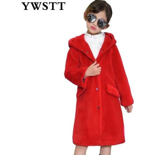 Sheep shearing childrens clothing fur Boys and Girls baby long wool coat jacket 2018 Kids Winter warm coat
