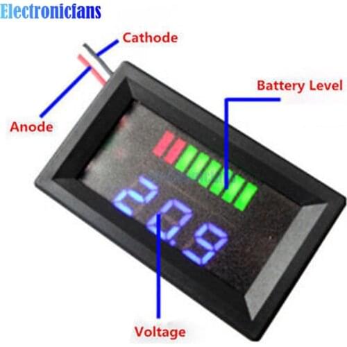 12V Lead-acid Battery Indicator Battery Capacity LED(Blue) Tester Voltmeter Charge Level Indicator For Arduino