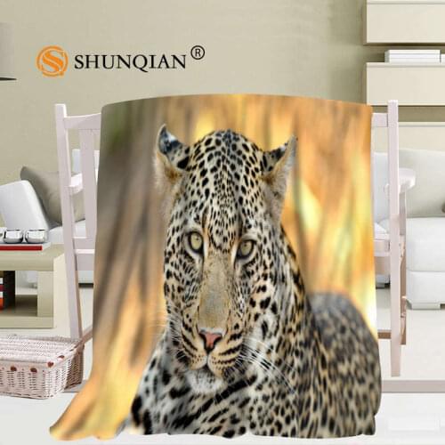Custom Leopard Animals Blanket Soft DIY Picture Decoration Bedroom Size 56x80Inch,50X60Inch,40X50Inch A7.10