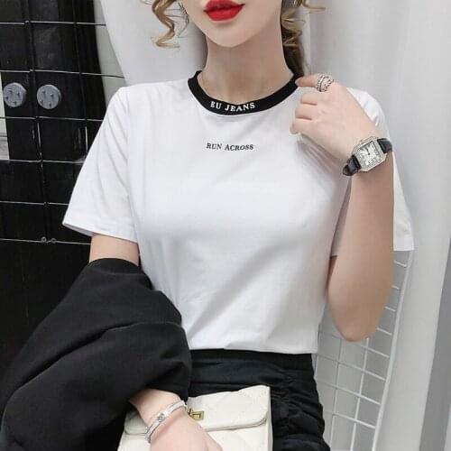Summer T Shirt Women 2021 New Fashion Color Letters With Short Sleeves Loose T-shirt Female Tee Tshirts Dropshipping SZH7114024