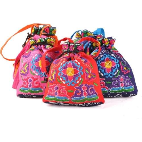 Fashion Embroidery Home storage Day Clutches!Floral Embroidered Tea/coffee/candy Top-handle Bags Casual Canvas Cute coin purse