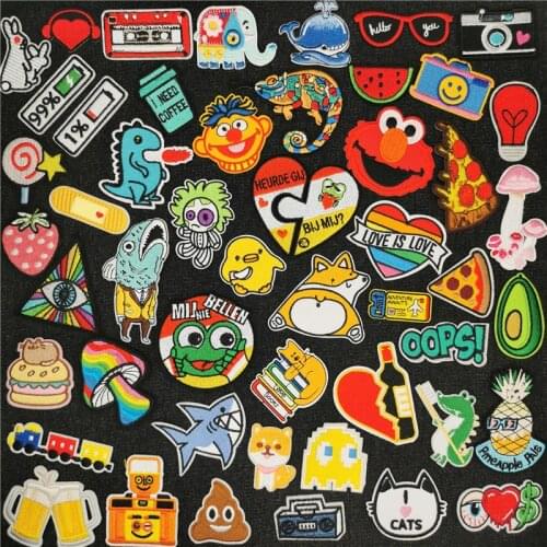 Frog Anime Cartoon Patch on Clothes Animal Iron on Embroidered Patches Cute Duck Badges Heart DIY Applique Sticker Corgi Stripes
