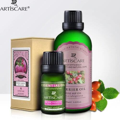 Whiten & Fade spots SETS Rose essential oil + Rose Hip base oil Repair wrinkles and scars Anti Aging body Massage Skin Care Oil