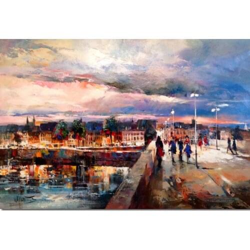 Christmas Gift View of the bridge on Maastricht by Willem Haenraets oil painting reproduction High quality Handmade