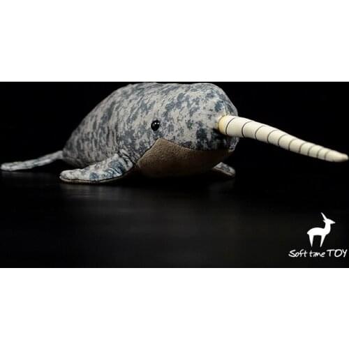 Real life stuffed toy plush Monodon monoceros doll cute Narwhal model toys soft birthday gifts