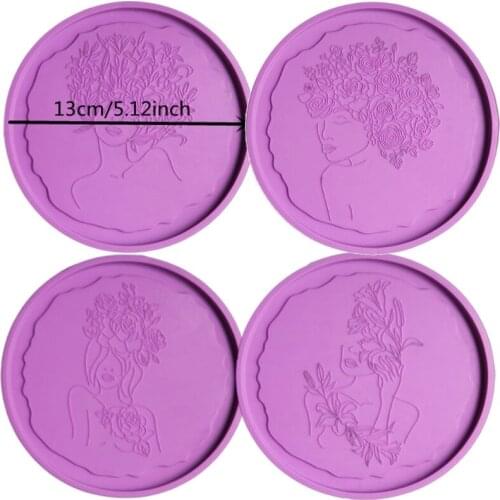 Irregular Fresh Flower Coaster Mold Flower Fairy Silicone Epoxy Resin Coaster Mold Used to Make Artificial Agate Coaster