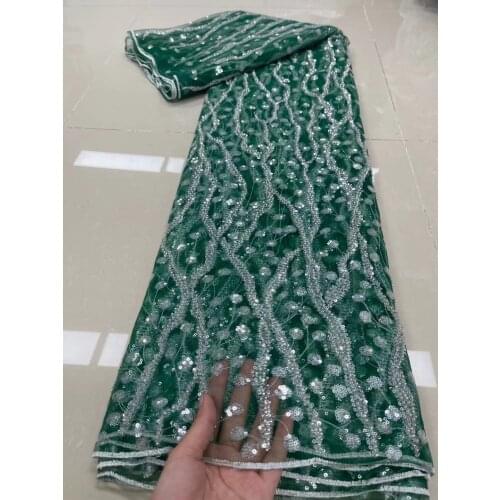 Newest Nigerian Net Lace Fabric 2021 High Quality Sequins Lace African Mesh Lace Fabric French Tulle Lace For Wedding Dress SEW