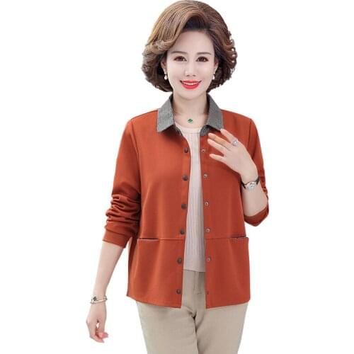 2021 New Spring Thin Womens Jacket Middle-Aged Elderly Mothers Cardigan jacket Large Size 5XL Autumn Outerwear Female Tops W369