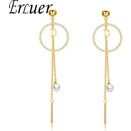NEW Gold Metal Tassel Earrings for Women Long Circle Pendant Earings Fashion Jewelry Statement Geometric shape Girls jewellery