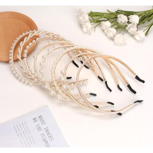 New Simple Full Pearls Women Hairbands Sweet Headband Hair Hoops Holder Ornament Head Band Lady Elegant Fashion Hair Accessories