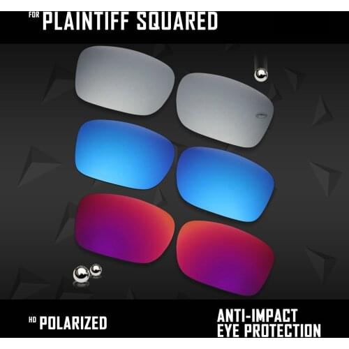 OOWLIT 3 Pairs Polarized Sunglasses Replacement Lenses for Oakley Plaintiff Squared OO4063-Silver& Midnight Sun & Ice Blue