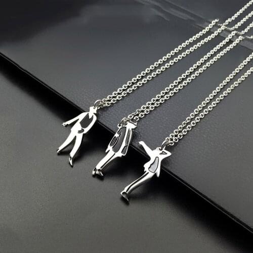 Trendy Pop Star Singer Dancing Michael Jackson Necklace Women Choker Stainless Steel Necklace Dancer Man Jewelry Charm Gift
