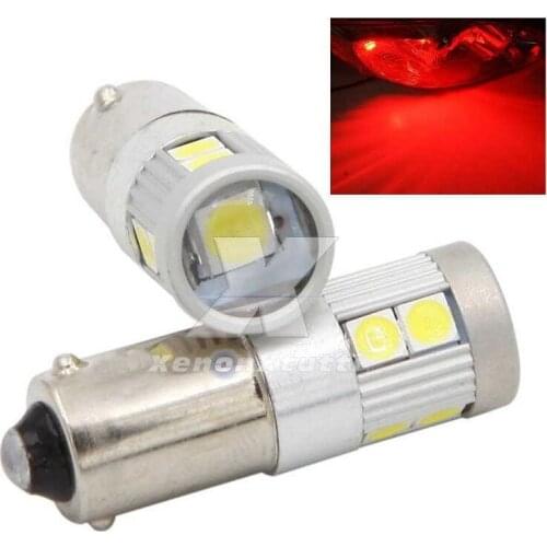 Pair BA9S BAX9S red LED 9 SMD 3030 Super CANBUS