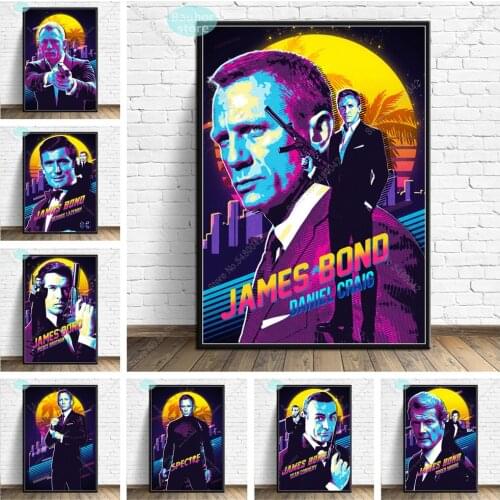 James Bond Poster 007 Movie Actor Canvas Painting Posters and Prints Wall Art Picture for Living Room Home Decor