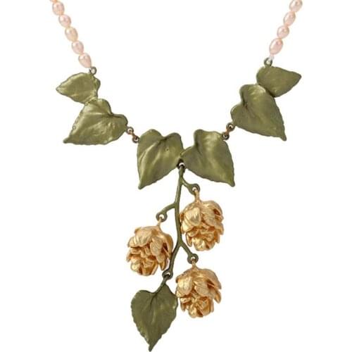 CSxjd Genuine Vintage necklace jewelry Bronze Hops leaf necklace paint necklace earring Women jewelry