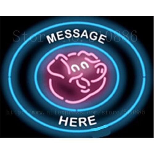 Custom Message Pig Circular Meat Glass Tube neon sign Club Pub Handcrafted signs Beer Club Pub Bar Shop Store Signage 18"x18"