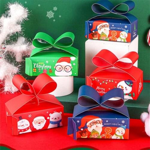 Portable Rectangle Christmas Candy Gift Case Large Capacity Packaging Gift Box Small Snacks Chocolate Cookie Package Paper Boxes