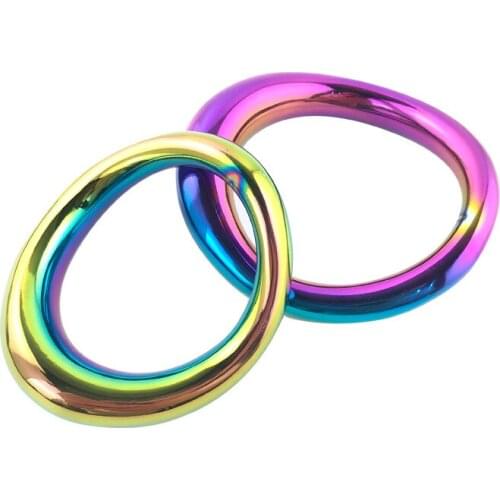 Rainbow penis bondage lock cock Ring Heavy Duty male metal Ball Scrotum Stretcher Delay ejaculation BDSM Sex Toy men