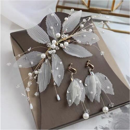 Brides wedding headdress Korean xianmeijuan yarn hairpin princess head lace clip photo studio modeling accessories